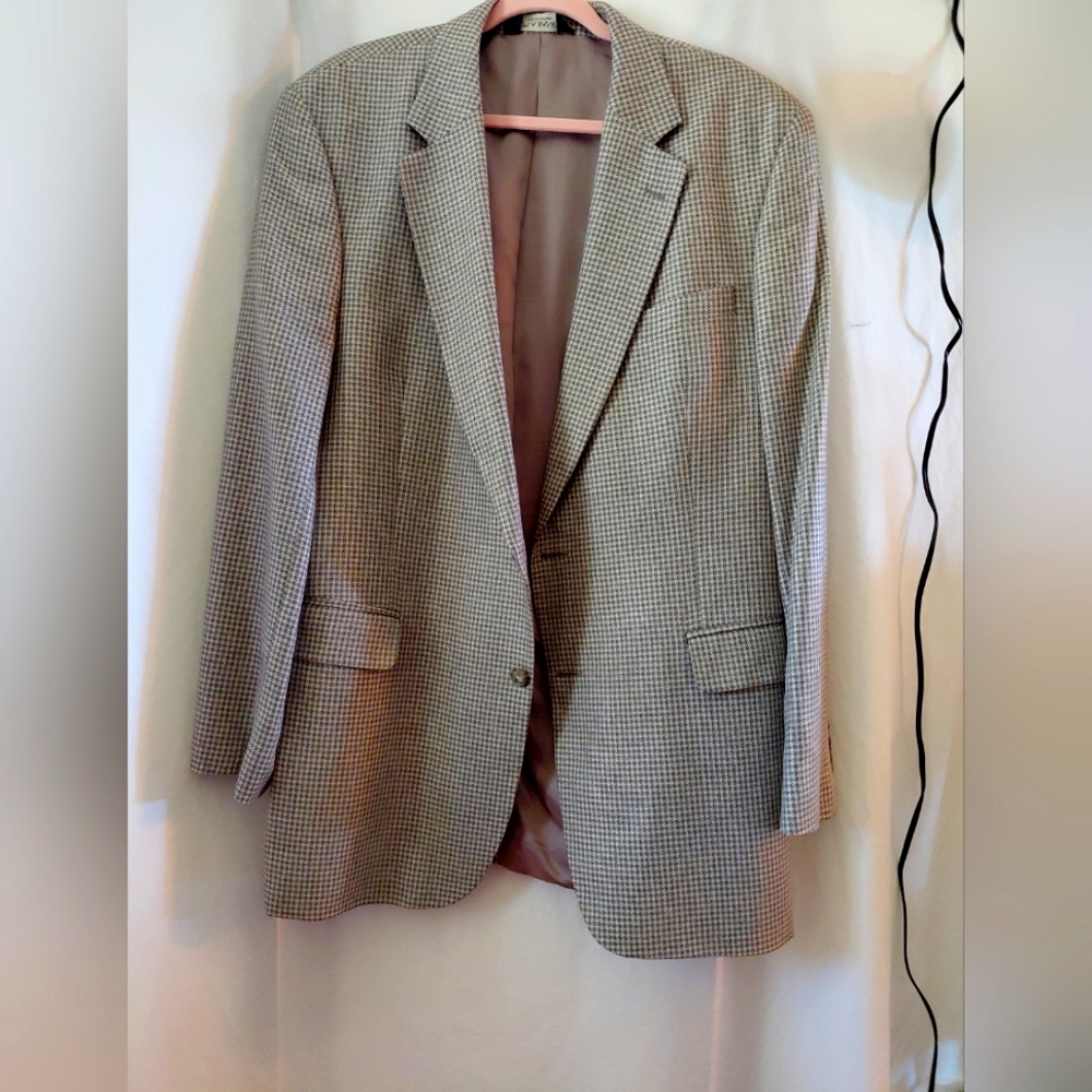 Jos. A. Bank Olive Gray Sport Coat Tailored Elegance 44L Men Pre-Owned Excellent